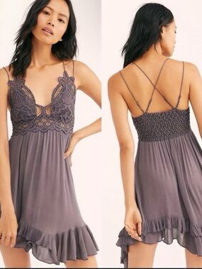 Free People One Adella slip Lace whimsigoth boho intimate mini dress